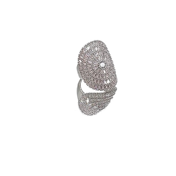 Gypsophila Ring Whispers Elegance Shiny Cubic Zirconia Sparkly Halo Ring - Picture 9 of 12